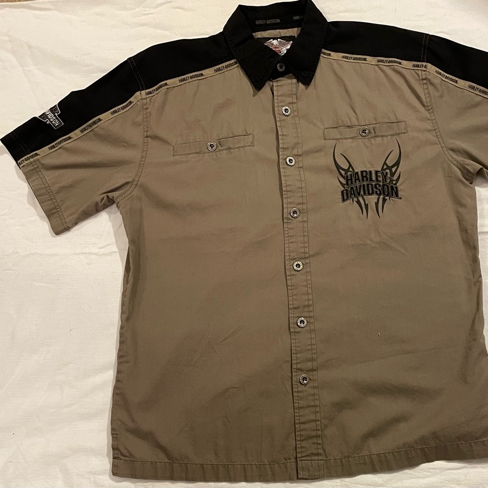Harley-Davidson Motorcycle Embroidered Garage Shirt Button Up Men’s L